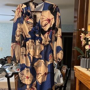 C Wonder Floral Blue and Cream Women's Dress